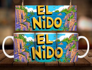 EL NIDO COLORFUL MUG DESIGN * 1 PC MUG WITH BOX * 11oz with BOX SOUVENIR MUG