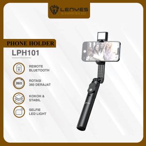 LENYES LPH101 Tongsis Tripod Selfie Kamera HP With Remote Bluetooth Lampu LED Stick Monopod Portable