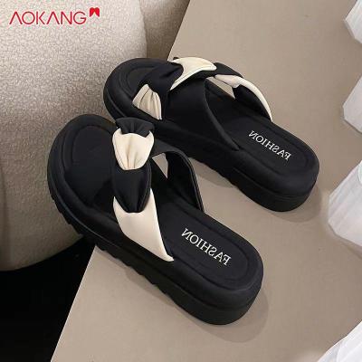 AOKANG Informal sandals for women, thick-soled flip flops, one word, Roman sandals that match everything