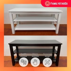 ❤️familystar2u - 3ft Full Solid Bench with 3 Tiers Shoes Bench Shoes Rack Ventilation Shoes Bench Condo Bench Chair