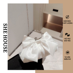 Túi xách vải von kiềng nơ đi chơi hoặc tiệc nổi bật