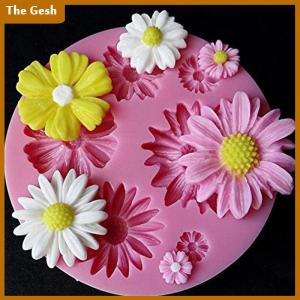 [The Gesh] แม่พิมพ์ซิลิโคนนูนกลีบดอกไม้ดอกทานตะวันเครื่องมือตกแต่งเค้กฟองดองบรรเทาแม่พิมพ์3D