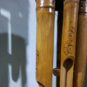 Klontong Bambu Bel Angin Bel Bambu Uk. 50 cm Jumbo Isi 5 Bambu Motif Lukis Bakar Kwalitas Oke