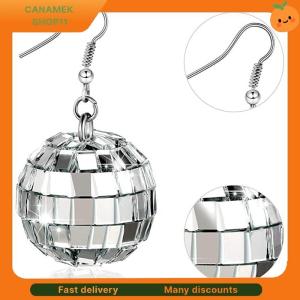 ❣️❣️❣️ 1 Pair 70s Silver Color Shiny Disco Ball Dangle Earrings for Women Cool Fashion Jewelry Retro Round Drop Earrings