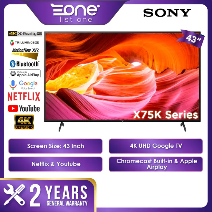 Sony 43 Inch 4K UHD Google TV KD-43X75K | HDR Dolby Vision Dolby Atmos | X75K Series | Sony Android TV Sony Smart TV KD43X75K Sony TV Sony TV 43" 43X75K