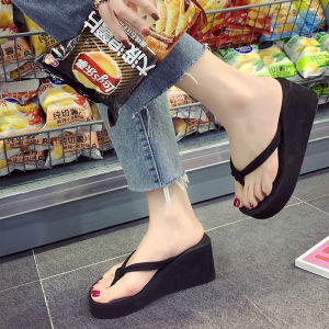 Free Shipping WomenS Summer Outdoor High-Heeled Flip-Flops Trendy Ins-Style Non-Slip Wedge-Heeled Beach Sandals For Women