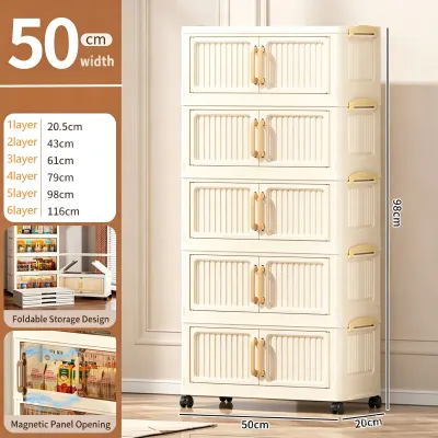 Inhom 1‑6 Tier Foldable Storage Cabinet Multi‑Color No‑Assembly Dustproof Stackable for Clothes Toys Snacks Home Organizeraa