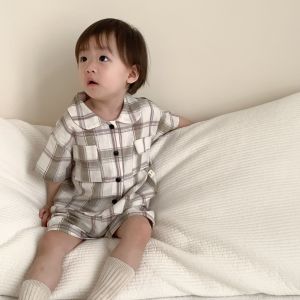 Childrens summer thin suits Korean-style childrens clothing baby summer outfits 2026 Summer New Baby Striped Outfit