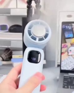 2026 New Portable Handheld Mini Pocket Turbo Fan Foldable 1-199 Speed Levels Stepless Adjustment Rechargeable Semiconductor Cooling Turbo Technology Cooling Fan with Digital Display Suitable For Men And Women Summer Essential Personal Fan