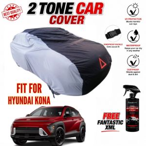 2-Tone Heavy Duty Car Cover for Hyundai Kona Waterproof UV Protection Outdoor Cover Windproof Buckle with FANTASTIC XML
