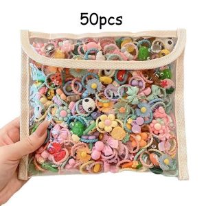 50/100/200PCS Korean Children Cute Fruit Mini Hair Clips Set Elastic Rubber band Accessories for Girls