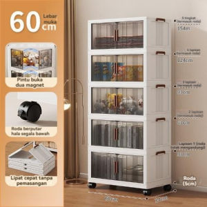 TIDY B 5 Layer Large Capacity Book Storage Cabinet Multipurpose Bookcase Stackable Bookshelf ClassificationHousehold Foldable Furniture折叠书本收纳架 