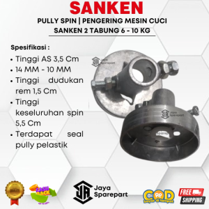 PULLY SPIN | PENGERING MESIN CUCI SANKEN 2 TABUNG 6 - 10 KG