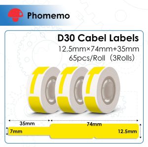 Cable Label Sticker For Phomemo D30/D30S/Q30/Q30S/Q31 Printer3 Rolls Per Box