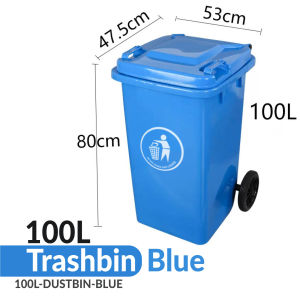 100L Trash Bin Outdoor Dustbin with Wheel Lid Tong Sampah Hijau Luar Rumah Bertutup Beroda Besar Big Garbage Waste Bin