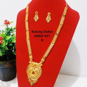 Terbaru !!! Kalung Dubai Set Anting Warna Emas Kombinasi Hijau AAKD795