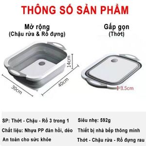 [HCM]Thớt Đa Năng 3 Trong 1 Gấp Gọn 40x30x3cm