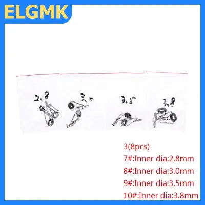 ELGMK 8pcs Stainless Steel Fishing Rod Tip Ring Eye Guide with Ring Repair Kit 3 Styles for Enthusiast Outdoor Fishing Supplies