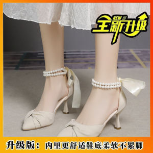 [Free Shipping] Stylish Pearl-Embellished High-Heeled Shoes A New Design For Everyday Wear Perfect For Dates With A Unique And Versatile Pointed-Toe Stiletto Heel
