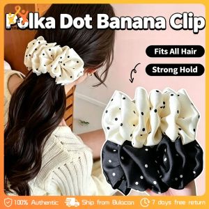 High Ponytail Grips Banana Clip Hair Clip Hairpin Retro Polka Dots Banana Clip Vertical Clip Accessory for Women