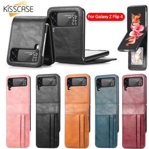 KISSCASE Ốp Da Lật Nhiều Thẻ Cho Galaxy Z Flip 4 Ốp Điện Thoại Di Động Cho Samsung Galaxy Z Flip4 Z Flip 3 Ốp Da Bảo Vệ Một Gập Lên Xuống