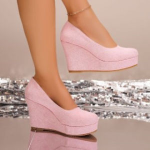 [Free Shipping] Plus-Size WomenS Shoes With A Sloped Heel Spring/Autumn 2026 Collection Waterproof Platform Round Toe Ultra-High Heel Shallow-Cut Pumps