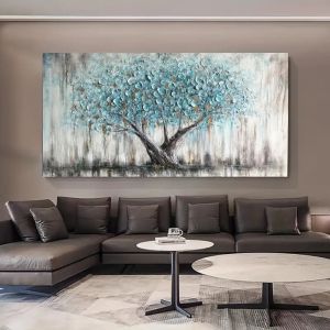 Oil Painting Blue Big Tree Modern Minimalist Decoration artistic decorations wall paintings for the living room and bedroom
