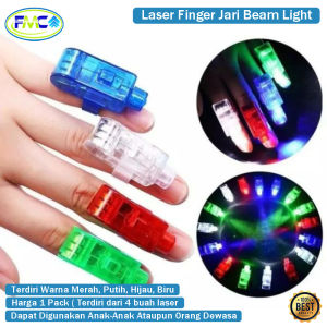 Mainan Lampu Jari LED Laser Finger Flash Light Beam Cincin Lampu Jari Jari Led Light Lampu Senter Jari Finger FlashLight Satu Set 4pcs Murah Dengan Baterai