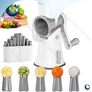 5 in 1 Rotary Cheese Grater Shredder Kitchen Mandoline Vegetable Julienne Slicer Waffle Cutter Nut Chopper JT247