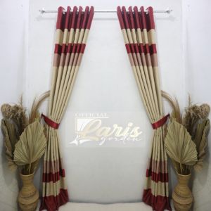 Laris Gorden Shop Hordeng Jendela Panjang Pintu Smokering Motif Pelangi Azzura Warna Merah