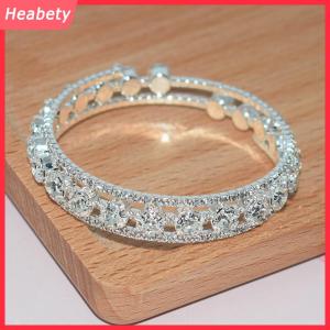 Heabety Thời trang pha lê Vòng đeo tay cho phụ nữ cưới Bangle tay trang sức nhiều lớp Bridal rhinestone vòng đeo tay