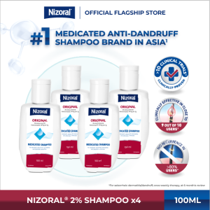 [NIZORAL OFFICIAL STORE] Nizoral® 2% Ketoconazole Anti-dandruff Shampoo 100ml x 4 | For Dandruff Seborrheic Dermatitis & Pityriasis Versicolor