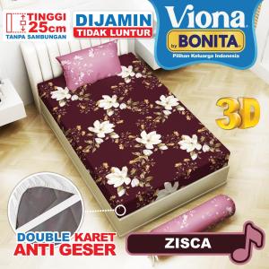 Sprei Viona by BONITA Single Ukuran 120x200 cm Katun Dispers Desain 3D dengan Double Karet Anti Geser