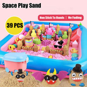1kg Space Kinetic Motion Sand Playset with 39 pcs Molds Safe Non-toxic and Odorless for Kids