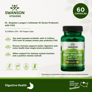 Swanson Dr. Stephen Langers (60 Veggie Caps) Ultimate 16 Strain Probiotic with FOS Probiotics
