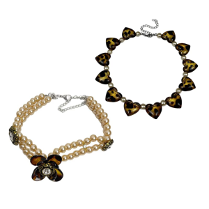 Exaggerated Leopard Print Heart Pearls Necklace Adjustable Crystal Acrylic Chain For Women Party Jewelry Gift