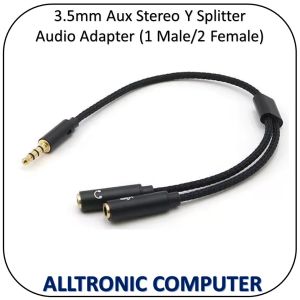 3.5MM Aux Audio Splitter Headphone Mic Splitter /1 Male to 2 female Jack (1 for Microphone  and 1 For Headset) /NOT for Dual Audio