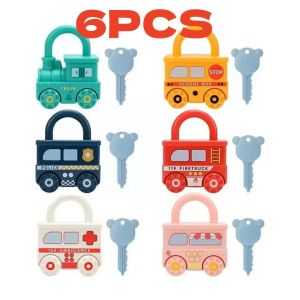 2026 3/6PCS Childrens Learning Lock Unlock With Key Car Toy Childrens Montessori Education Toy Learning Lock Matching Game Toy