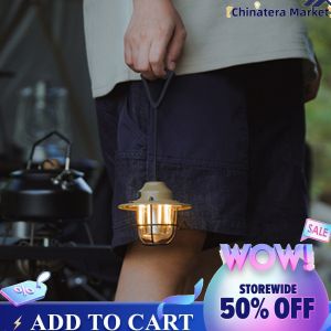 【Chinatera】 Camping Light 2700K/6500K Mini Metal Chandelier Stepless Dimming Retro Atmosphere Chandelier Type C Charging for Outdoor