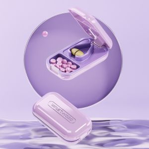 UNMEGONI เล็กๆน้อยๆ เครื่องตัดยา 2 in 1 แบบพกพาได้ เครื่องบดแท็บเล็ต ทนทานต่อการใช้งาน พร้อมกล่องเก็บที่มองไม่เห็น ตัวแยกยา ยาเล็กหรือใหญ่