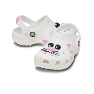 Dép Cross Mèo Trắng cho bé gái trẻ em Sục Sandal Xăng đan nữ người lớn HannaKids giày xục Cros Classic Clog Kid màu Trắng Size 28