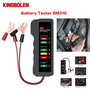 KINGBOLEN- EDAIG BM310 รถดิจิตอลกระแสสลับ/เครื่องทดสอบแบตเตอรี่ Auto Checker เครื่องกำเนิดไฟฟ้ากระแสสลับ 12V BM310 6LED ไฟสำหรับรถยนต์รถจักรยานยนต์