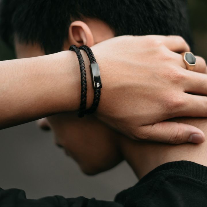 Guteninc - Gelang Kulit Two Layer Black Guten Bracelet