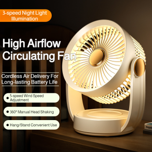 พัดลมไฟกลางคืนไร้สาย พัดลมมินิแบบแขวนหมุนได้ 360° เงียบเป็นพิเศษ无线便携夜灯风扇