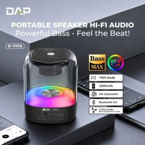 DAP Bluetooth Speaker D-VY14 Wireless Surroun 360° Hi-Fi Micro SD AUX Original - Garansi 1 Tahun