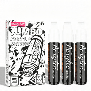 3Pcs/Set White 15mm Wide Nib Acrylic Marker Pen Waterproof Paint Drawing Art Marker Stationery Set