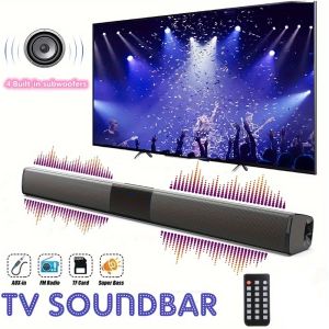 【จัดส่งจากกรุงเทพ】ลำโพงบลูทูธไร้สาย20Wลำโพงทีวีซาวด์บาร์ระบบเสียงสเตอริโอ3D สำหรับโทรศัพท์ PC โฮมเธียเตอร์ลำโพงทีวี