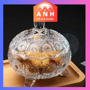 Hũ thủy tinh hoa mặt trời/ hộp thủy tinh đựng bánh mứt tết kẹo tết đựng hạt/ Hũ mặt trời 3 chân