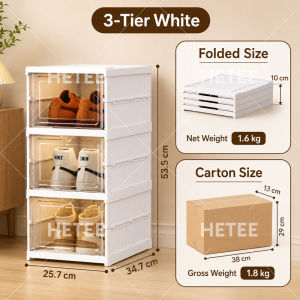 HETEE Transparent Foldable Shoe Box 10Layer Installation-Free Storage Organizer with Large Capacity for Closet Entryway