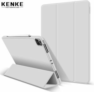 kenke iPad Case With Pencil Slot for iPad 2022 M2 Pro 11 inch 2020 iPad 2021 Pro 11 Ultra Lightweight Trifold Stand Shockproof Case with Pencil Holder Soft TPU Back Smart Cover for iPad Pro 11 2nd Generation Light Blue